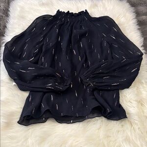 Rebecca Taylor Black Blouse with Elegant Details